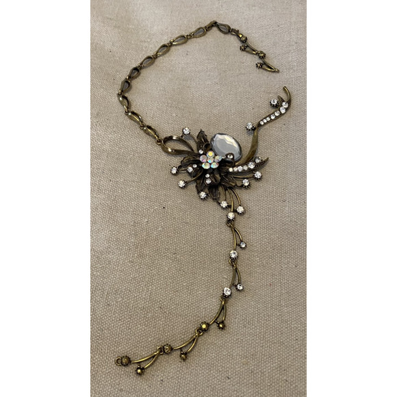 Vtg Flower Pendant Necklace Large Gold Tone Floral Costume Jewelry -Needs Repair - Picture 9 of 11